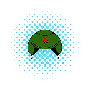 织衣服苏维埃军事帽在白色背景上以漫画风格显示的苏维埃军事帽耳膜
