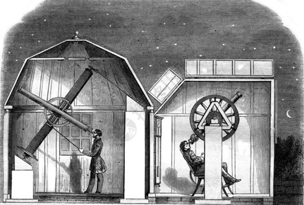 业余天文台内地观点古老的刻画图例1857年的MagasinPittoresque图片