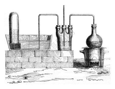 用于制备盐酸的装置刻有古老的插图MagasinPittoresque1857年图片
