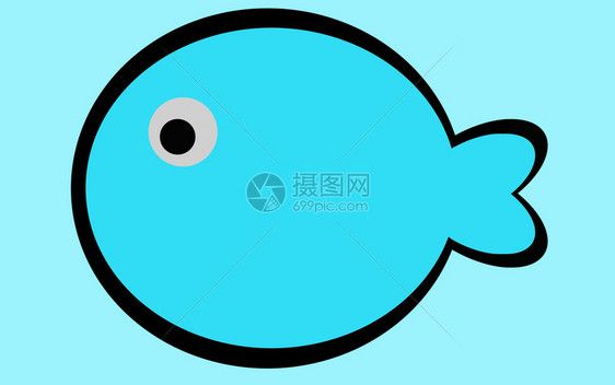 Blue可爱鱼图标孤立3D翻接图片