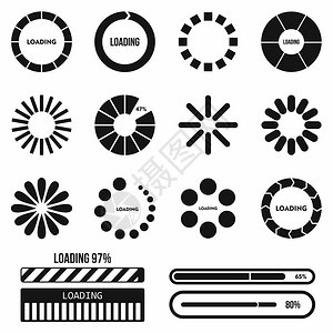 白色背景上以简单样式设置的进度栏和加载图标进度栏和加载图标以简单样式设置图片