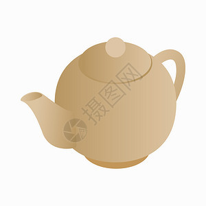 白色背景上的等量3d样式中的茶壶图标等量样式图片