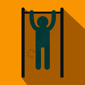 全身肌肉的小人简笔画做引体向上的小人插画