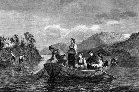 Mioessen湖上的挪威渔民1857年MagasinPittoresque图片