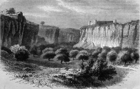 的黎波里以南Gharyan山脉185年的MagasinPittoresque古代刻画插图图片