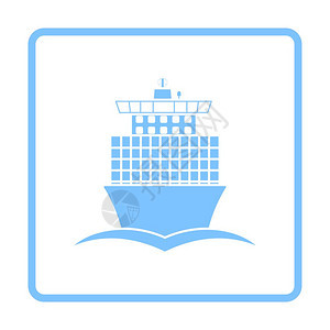 集装箱图标船前视蓝框架设计矢量说明图片