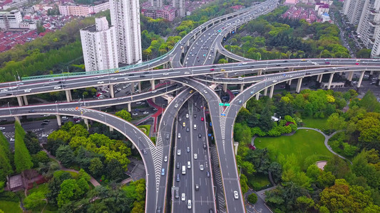 上海高速公路的空中观察图片