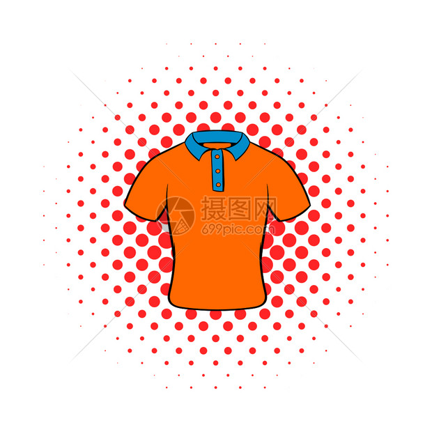 橙色短袖T恤卡通矢量插图图片