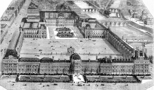 卢浮宫的概况摘自图利里花园185年马加辛皮托罗尔克的古典雕刻图图片