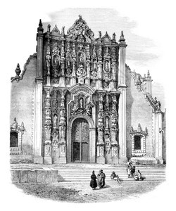 墨西哥城大教堂附近的Sagrario186年MagasinPittoresque刻有古老的插图图片