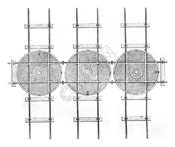 枢纽三条平行的轨迹和一个垂直的古老刻画图例186年的MagasinPittoresque图片