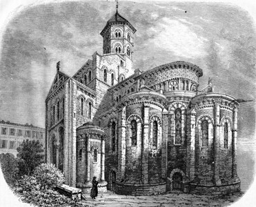 1867年MagasinPittoresque1867年港口圣母院教堂的像刻有古老的插图图片