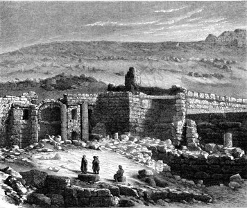 RabbathAmmon废墟古老的雕刻插图MagasinPittoresque1867年图片