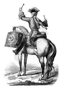1724年骑兵上校的时尚将军1869年的马加辛皮托雷斯克背景图片