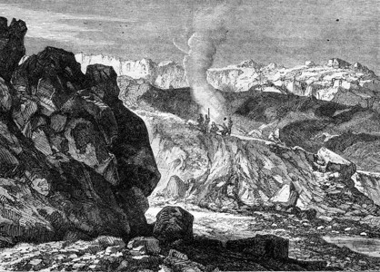 留尼汪岛大贝纳雷山的一个弹坑1869年的MagasinPittoresque图片