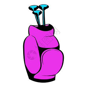 在卡通风格的图标中粉红袋高尔夫俱乐部在粉红袋图标中的高尔夫俱乐部图标卡通图片