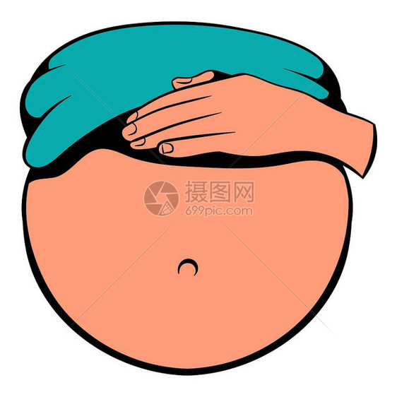 卡通孕妇的肚子矢量插图图片