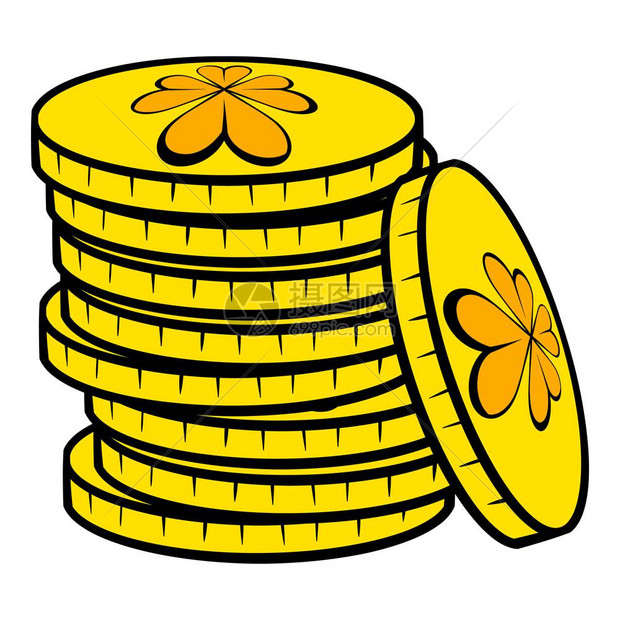 在卡通风格中的图标堆叠金硬币图标孤立矢量插图堆叠金硬币图标卡通