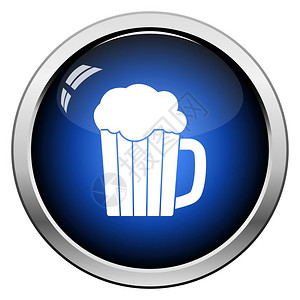 啤酒图标的穆格光滑按钮设计矢量说明图片