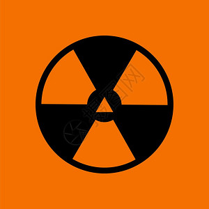 辐射图标橙色背景的黑矢量说明图片