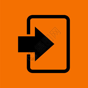 箭头向上标志输入图标橙色背景上的黑矢量说明背景