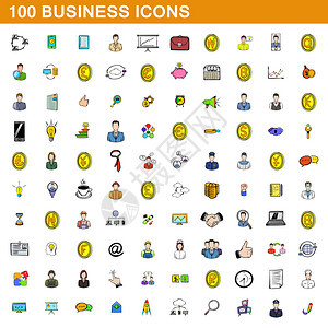 10个商业图标以卡通风格设置用于任何计矢量说明10个商业图标卡通风格图片