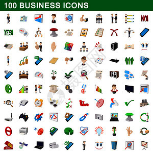 10个商业图标以卡通风格设置用于任何计矢量说明10个商业图标卡通风格图片