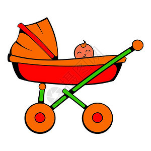卡通婴儿车矢量插图背景图片