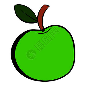 卡通绿色苹果矢量插图背景图片