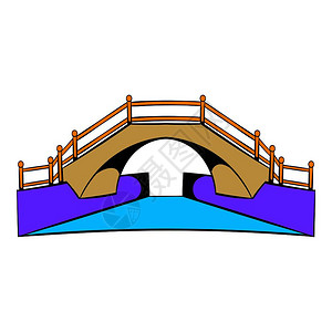 卡通风格中的大桥图标孤立矢量插图标中的大桥插画