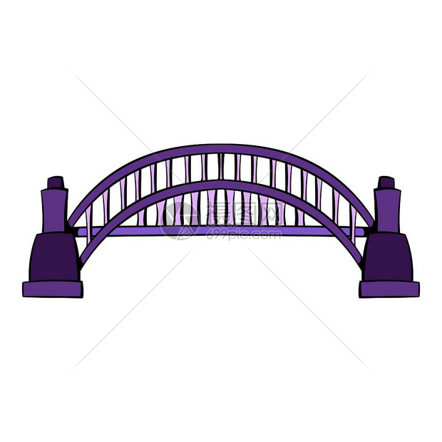 悉尼港桥图标以卡通风格显示以孤立的矢量图示
