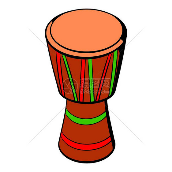 卡通非洲鼓矢量插图图片
