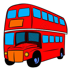 卡通红色双层巴士矢量插图图片