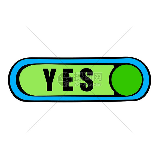 卡通yes图标矢量设计插图