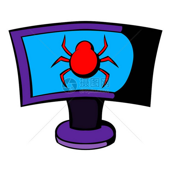 卡通风格电脑感染病毒矢量设计插图图片