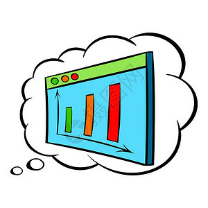 卡通风格柱状图屏幕矢量插图图片