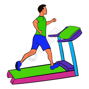 以卡通风格的以孤立的矢量插图方式运行的男子在跑步图标上运行男子在跑步图标上运行的男子图标卡通图片