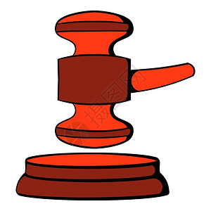 红色木槌和金蛋卡通风格红色法官锤矢量插图插画