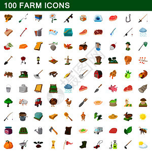 10个农场以卡通风格设置用于任何计矢量插图图片