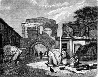 罗马戏团的废墟在波尔多的宫殿加里安Jalien说1873年的马加辛皮托罗克MagasinPittoresque图片
