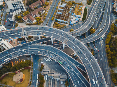 上海市下城南浦大桥空中景象亚洲智能城市的金融区和商业中心摩天大楼和高的顶层景象图片