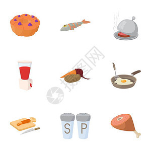 烹饪图标集卡通插图用于网络的9个烹饪矢量图标烹饪集卡通风格图片
