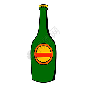 卡通风格绿色啤酒瓶矢量插图图片