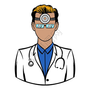 医生前视镜的眼科医生以卡通风格的眼科医生为主用孤立的矢量图解插画