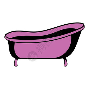 卡通风格紫色浴缸矢量插图图片