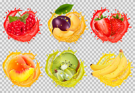 草莓梅子香蕉木薯桃子 图片
