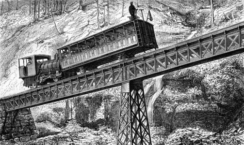 Rigi铁路Arth1876年马加辛皮托雷克铁路雕刻的古典插图图片