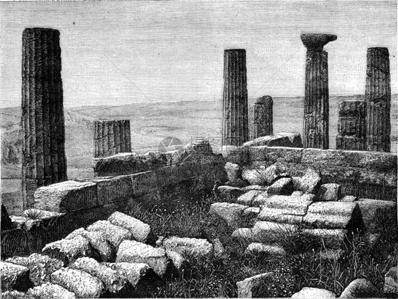 西里Girgenti的朱诺寺庙遗迹1876年的MagasinPittoresque图片