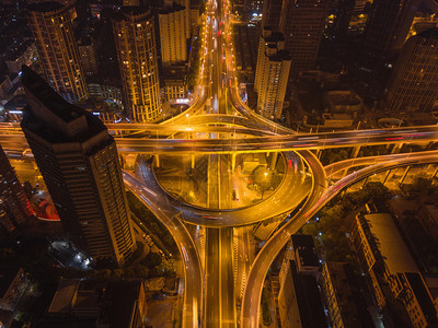 上海市高速公路夜景建筑结构概念图片