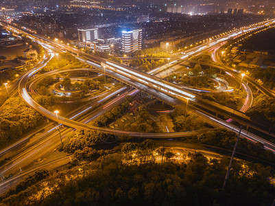 上海市高速公路夜景建筑结构概念图片